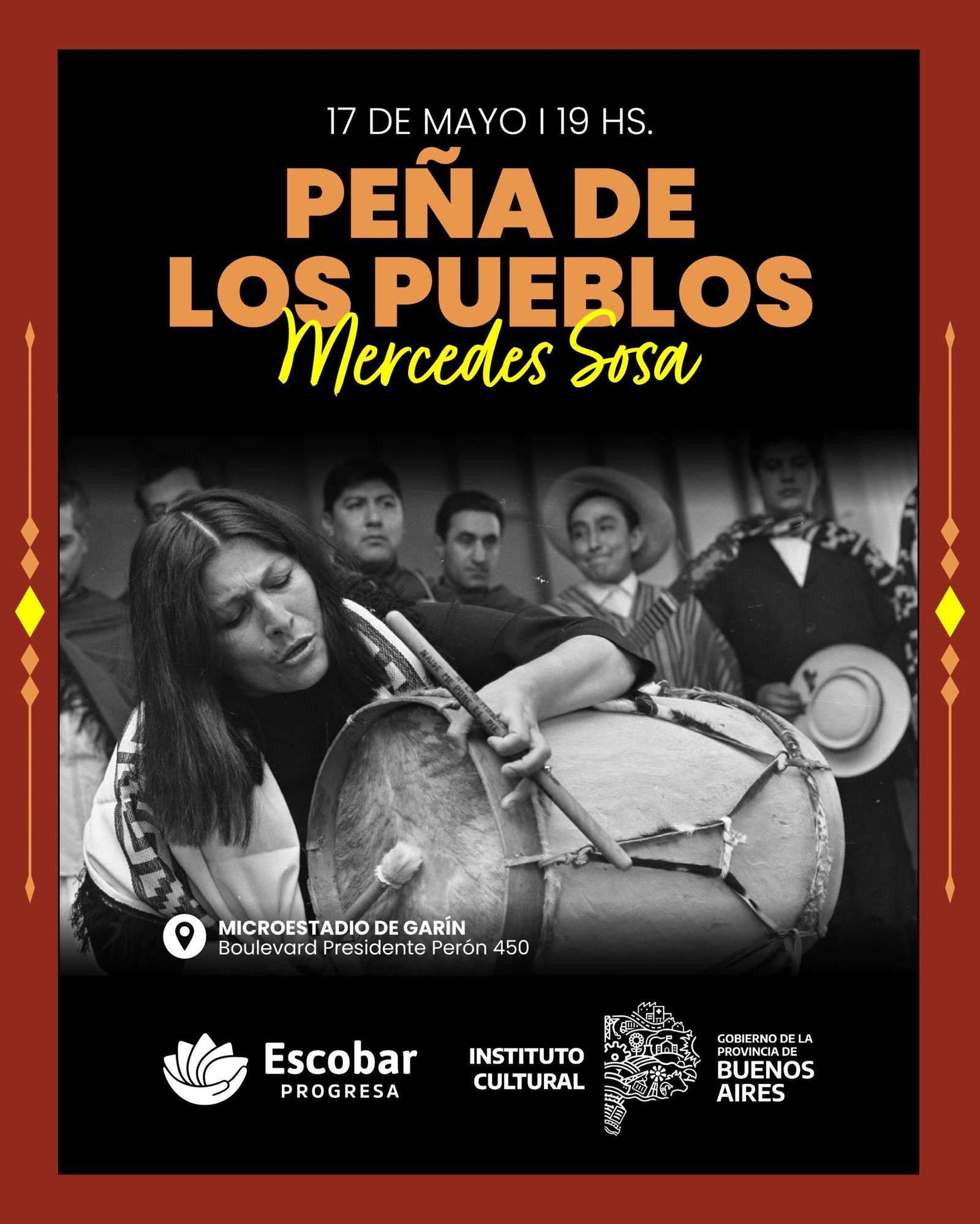 La Peña de los Pueblos homenajea a Mercedes Sosa con música, danza y cultura en el Microestadio de Garín