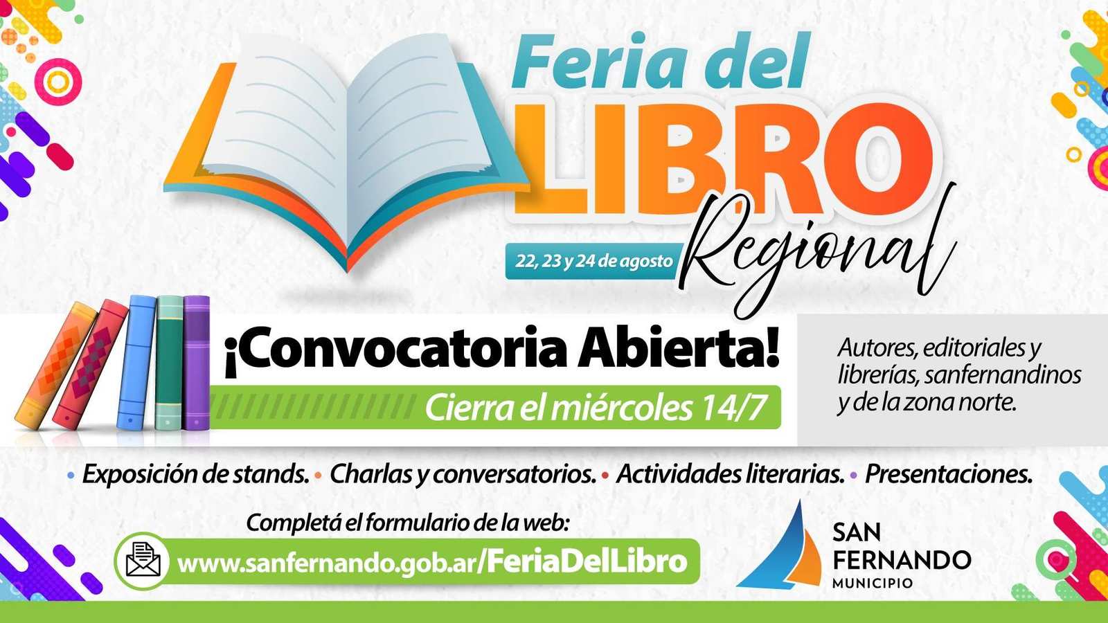 Nueva convocatoria a participar en la Feria del Libro Regional de San Fernando