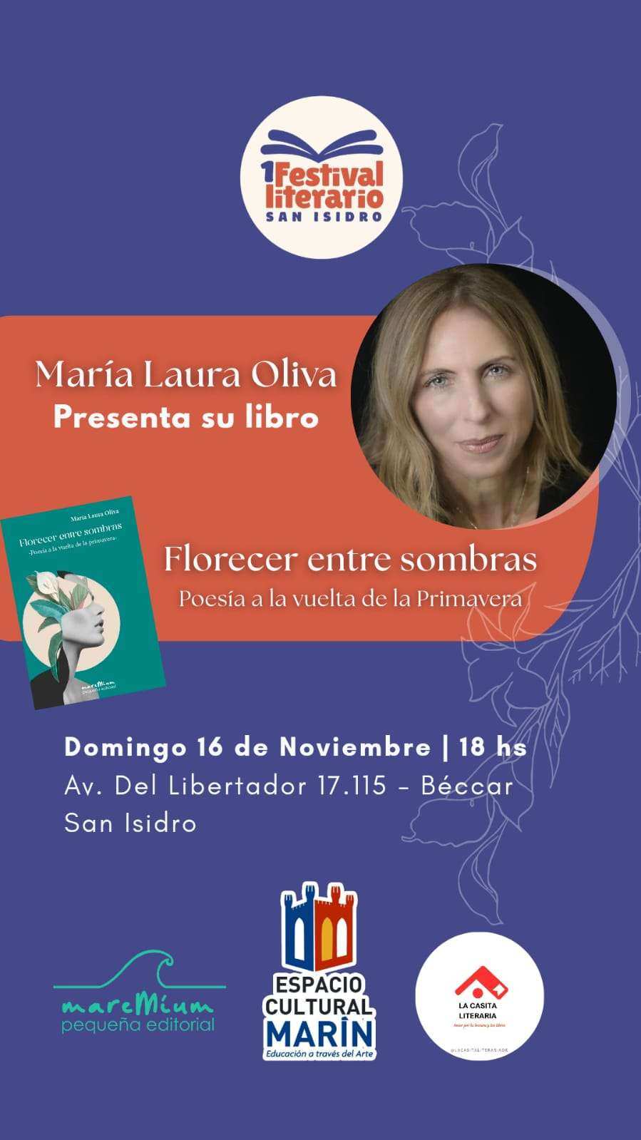 María Laura Oliva presenta su primer libro de poesía en el Festival Literario de San Isidro