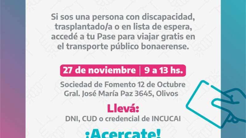 Jornada de tramitación del Pase Libre Multimodal en Vicente López