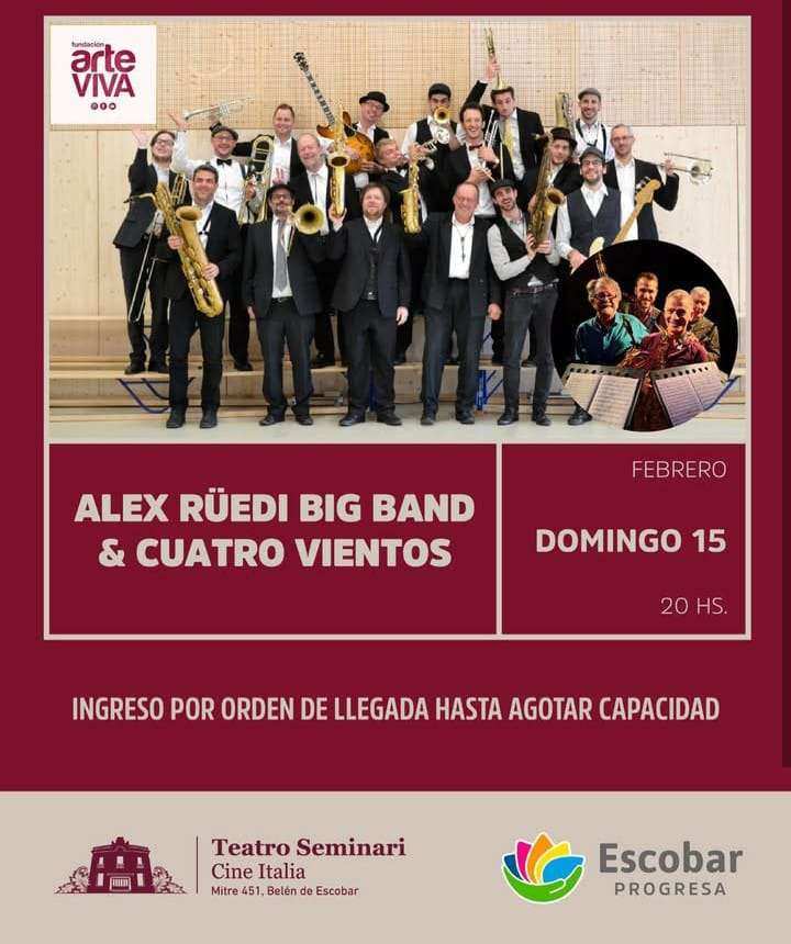 🎷 Noche Internacional de Jazz en Escobar: Alex Rüedi Big Band y Cuatro Vientos en el Teatro Seminari