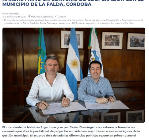 Nardini firmó un Convenio de Cooperación con el Municipio de La Falda, Córdoba