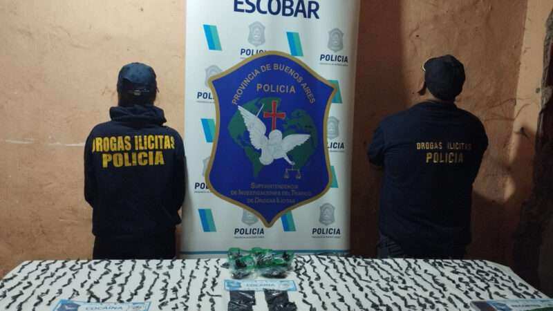 Golpe al narcomenudeo en Maschwitz: tres detenidos y 785 dosis de cocaína secuestradas
