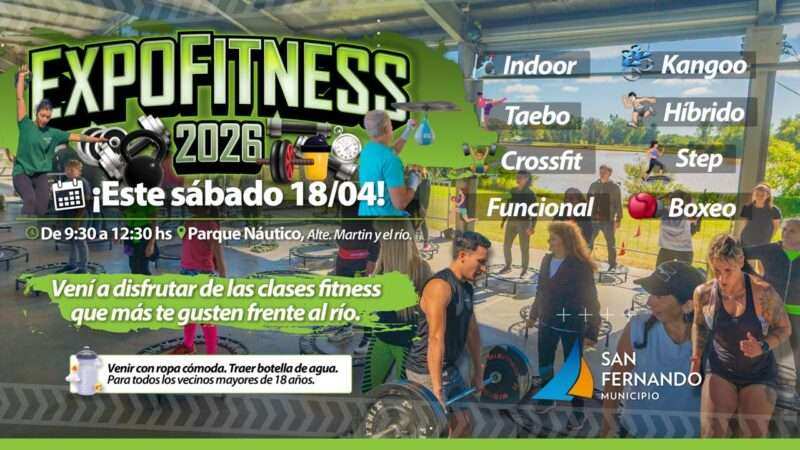 San Fernando invita a una nueva ExpoFitness elsábado en el Parque Náutico