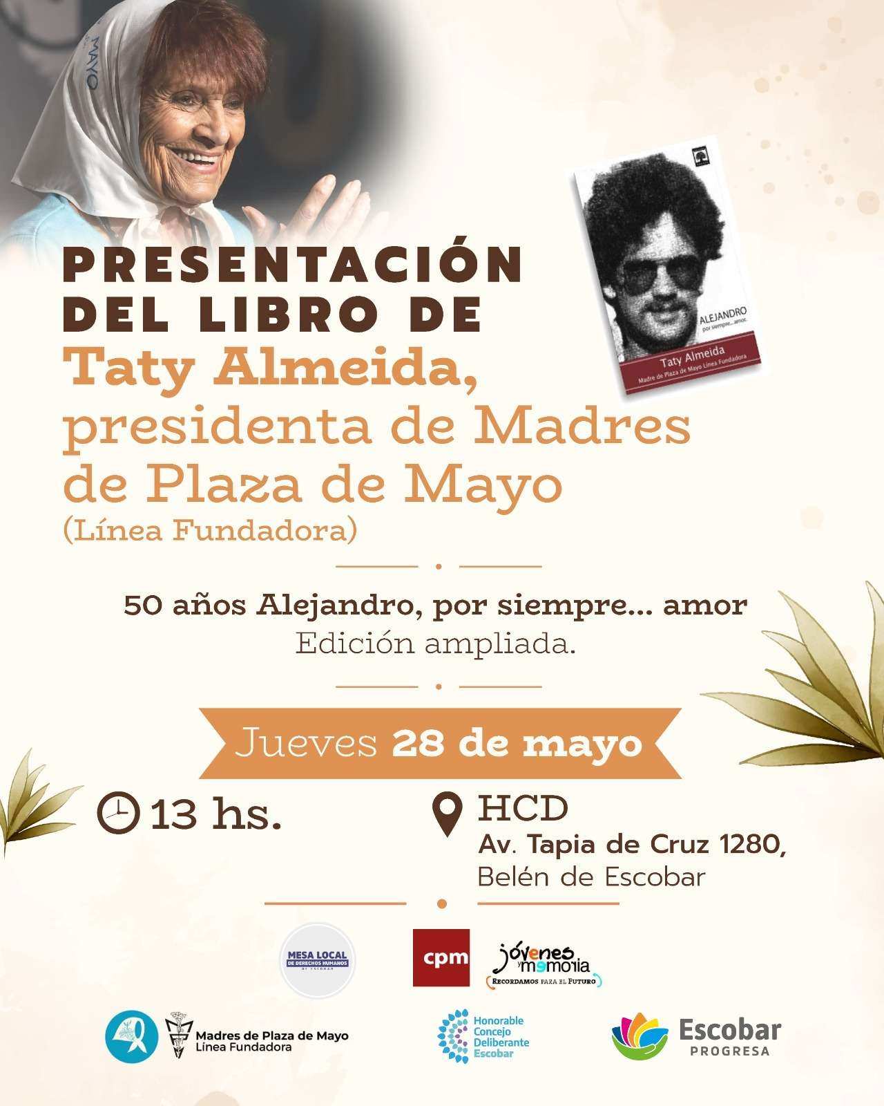 Taty Almeida presentará su libro en el HCD de Escobar