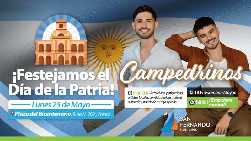 San Fernando festejará el 25 de Mayo con“Campedrinos” y un acto cívico