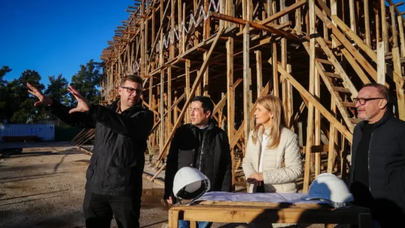 Nardini recibió a Magario y visitaron las obras del futuro Distrito Malvinas