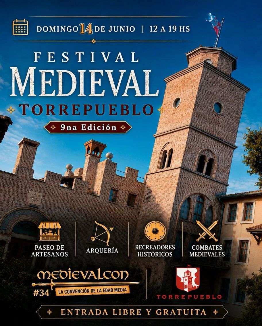 Festival medieval gratuito en Tigre: combates, feria temática y shows en vivo en Torrepueblo