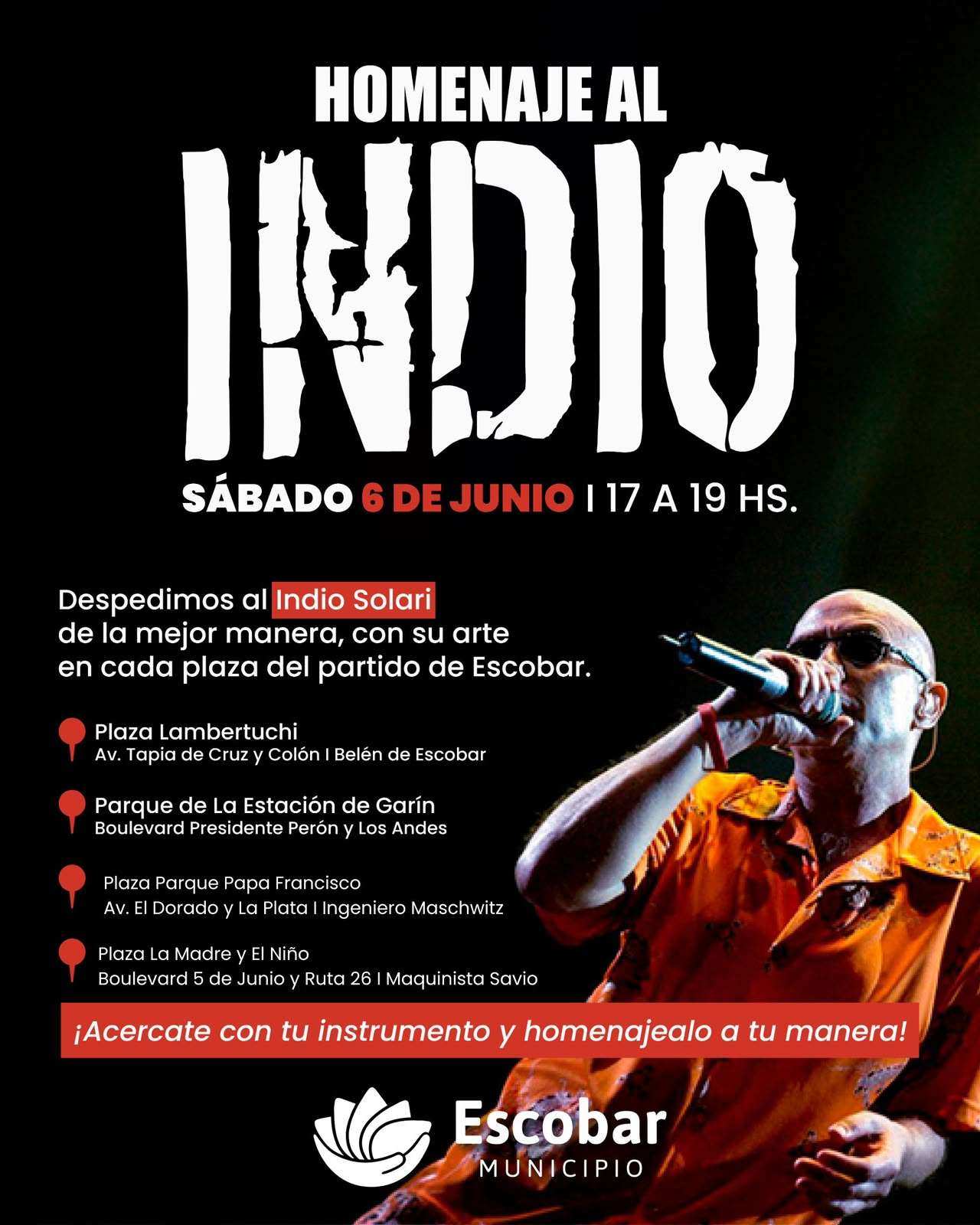 Homenaje al Indio Solari en Escobar: música, encuentro y celebración popular