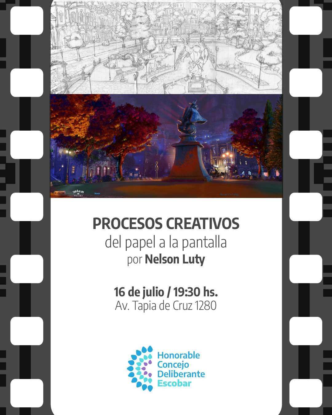 El HCD de Escobar inaugura la muestra “Procesos creativos, del papel a la pantalla” de Nelson Luty