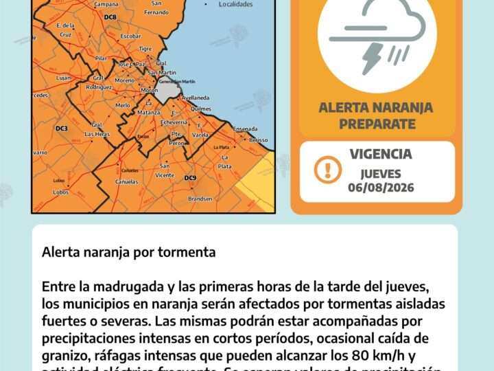 Atención: Rige un Alerta Naranja por Tormentas