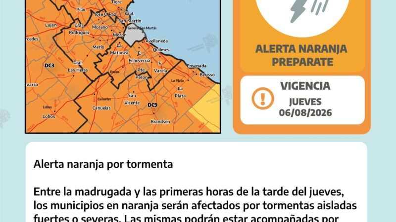 Atención: Rige un Alerta Naranja por Tormentas