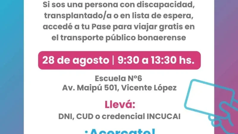 Vicente López: operativo gratuito para tramitar el Pase Libre Multimodal