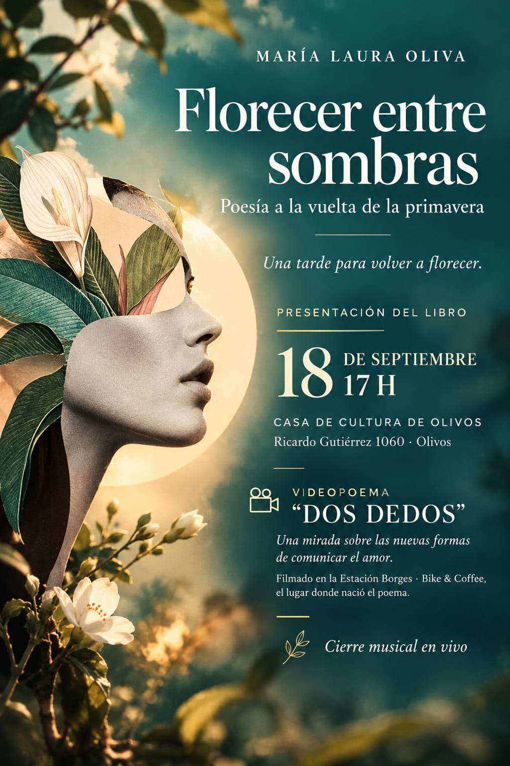 María Laura Oliva presenta su libro “Florecer entre sombras” en Olivos