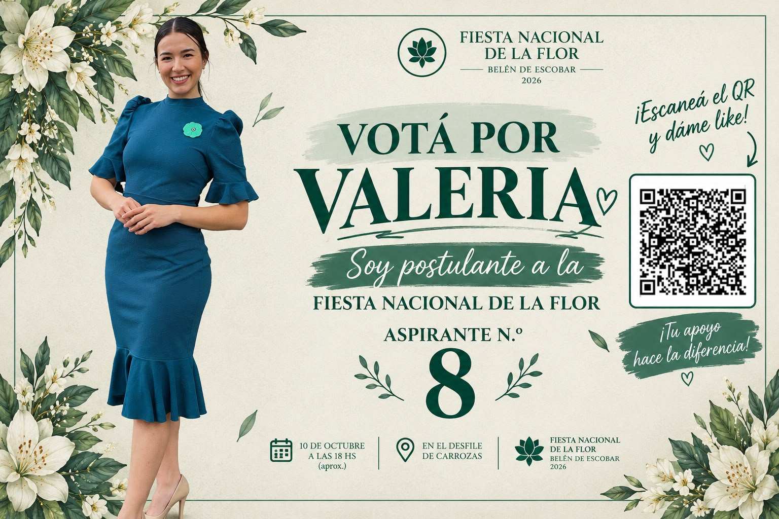 Valeria Delgado, la joven de Belén que sueña con ser embajadora de la Fiesta Nacional de la Flor